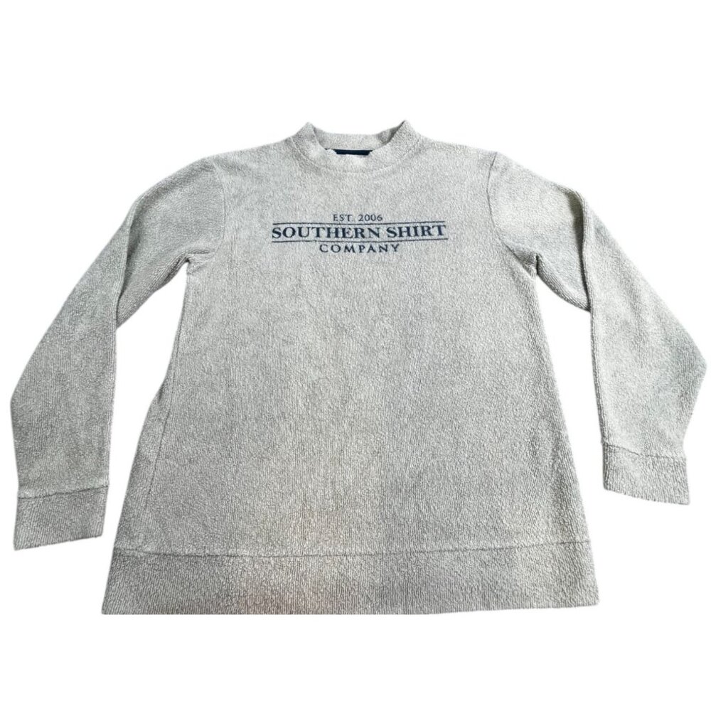 Southern Shirt Company Pullover Sweatshirt Women M Gray Loop Knit Terry Rib Hem